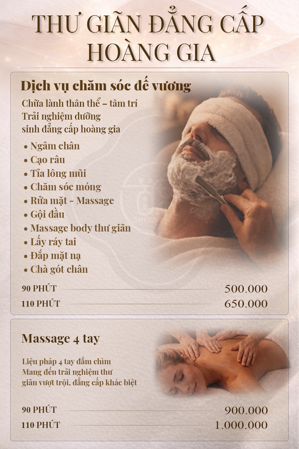 Menu dịch vụ CHIEF SPA Quận 10 gồm massage gội đầu chăm sóc da mặt massage chân và combo spa | Quận 10, gần KKV Q10