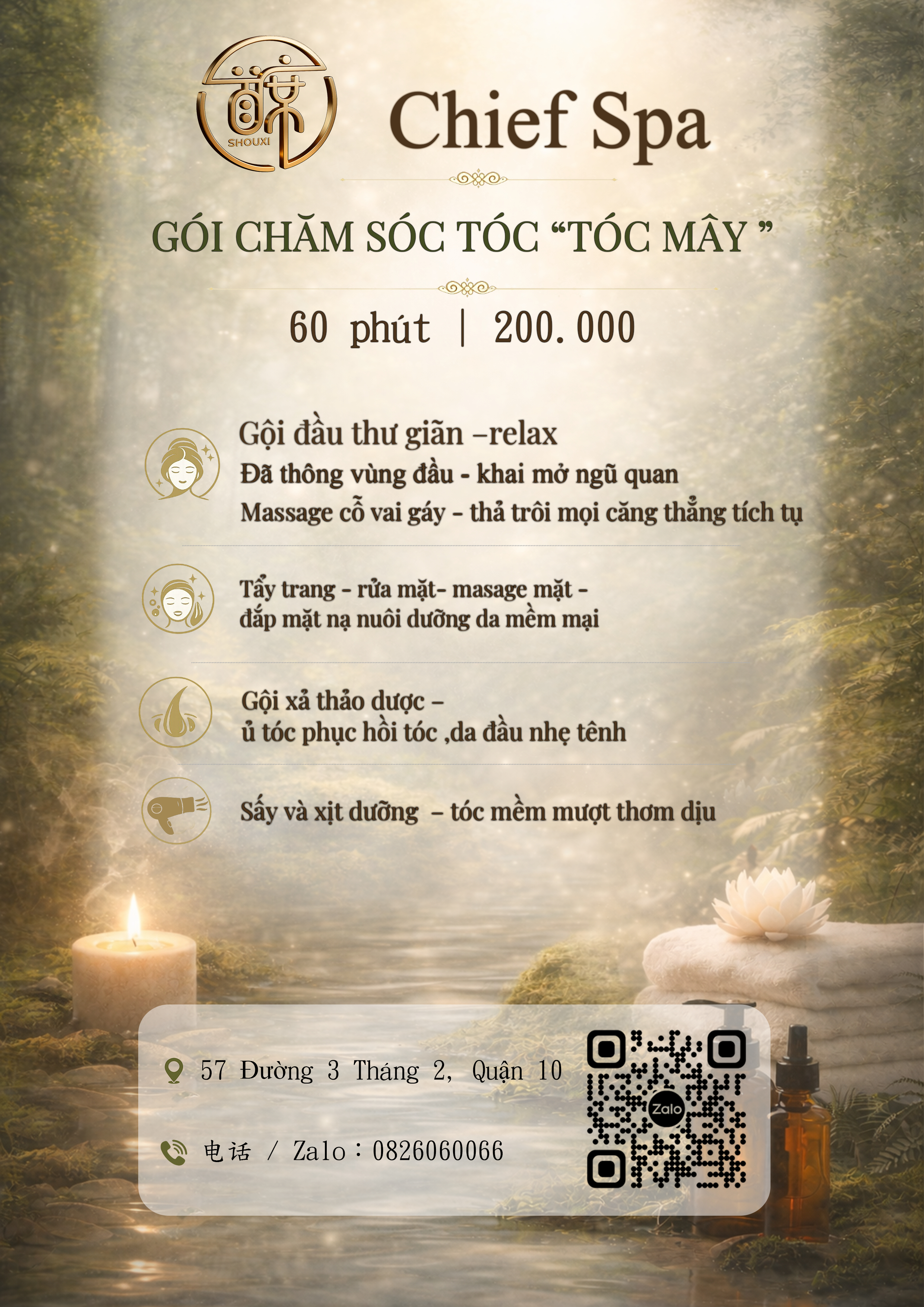 CHIEF SPA massage spa price menu for District 10 Ho Chi Minh customers | Quận 10, gần KKV Q10